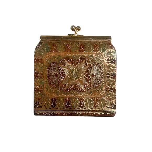 vintage etched metal clutch - Picture 1 of 3
